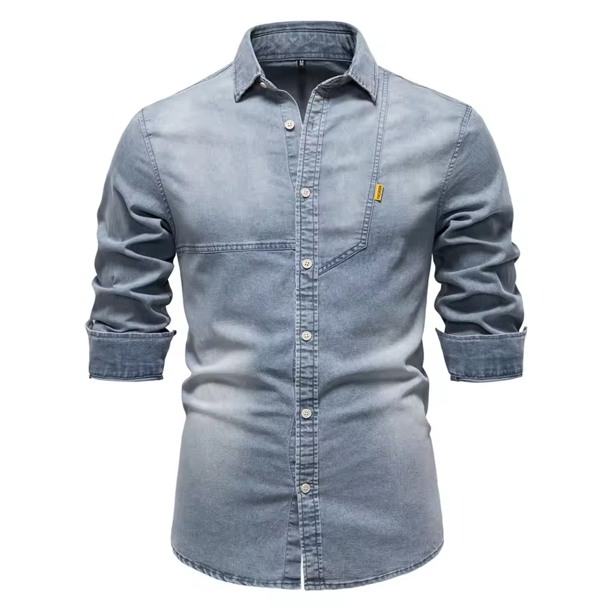 Men’s Washed Denim Shirt  Soft Finish Casual Vintage Look