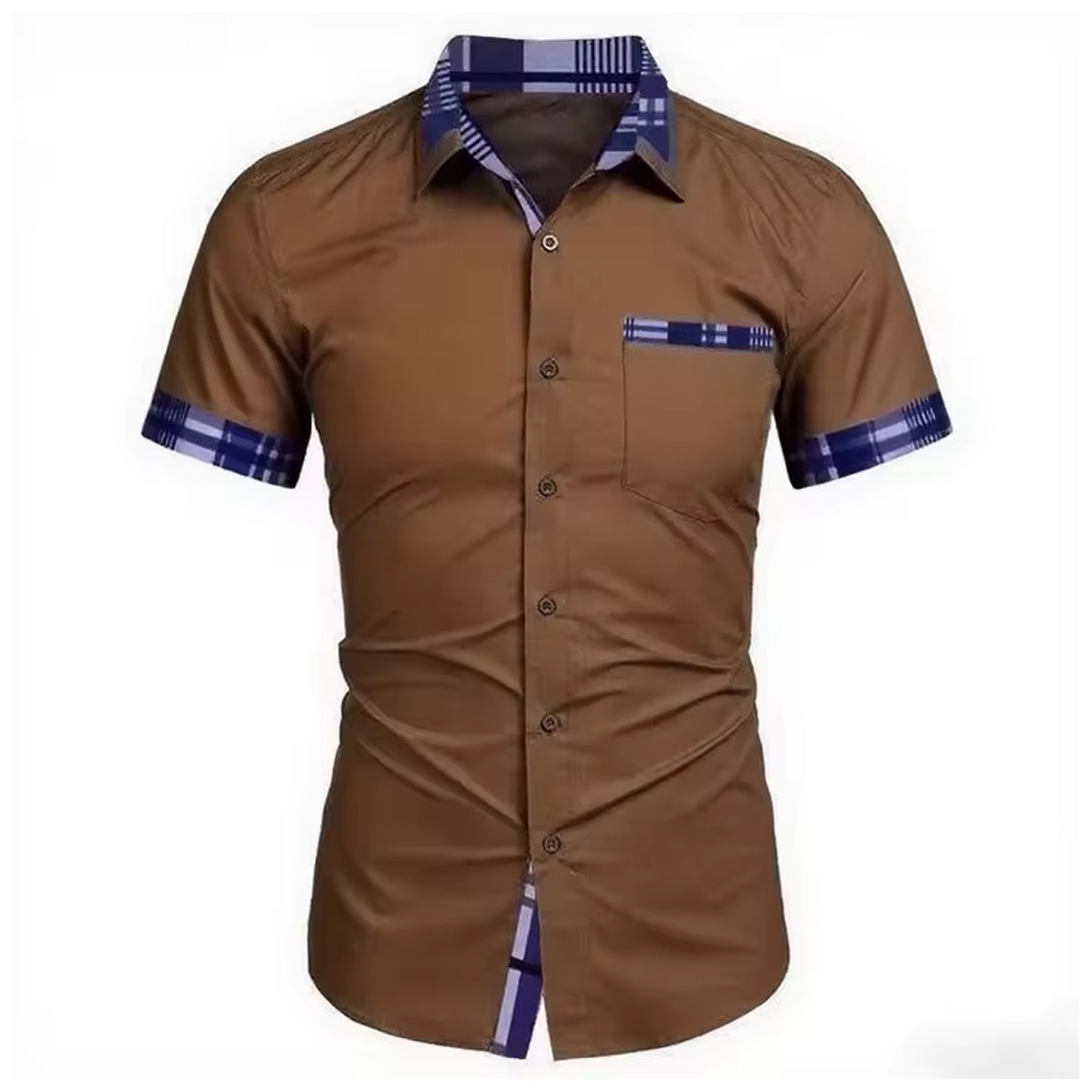 Men’s Half Sleeve Casual Shirt Solid Color Easy Iron Daily Wear