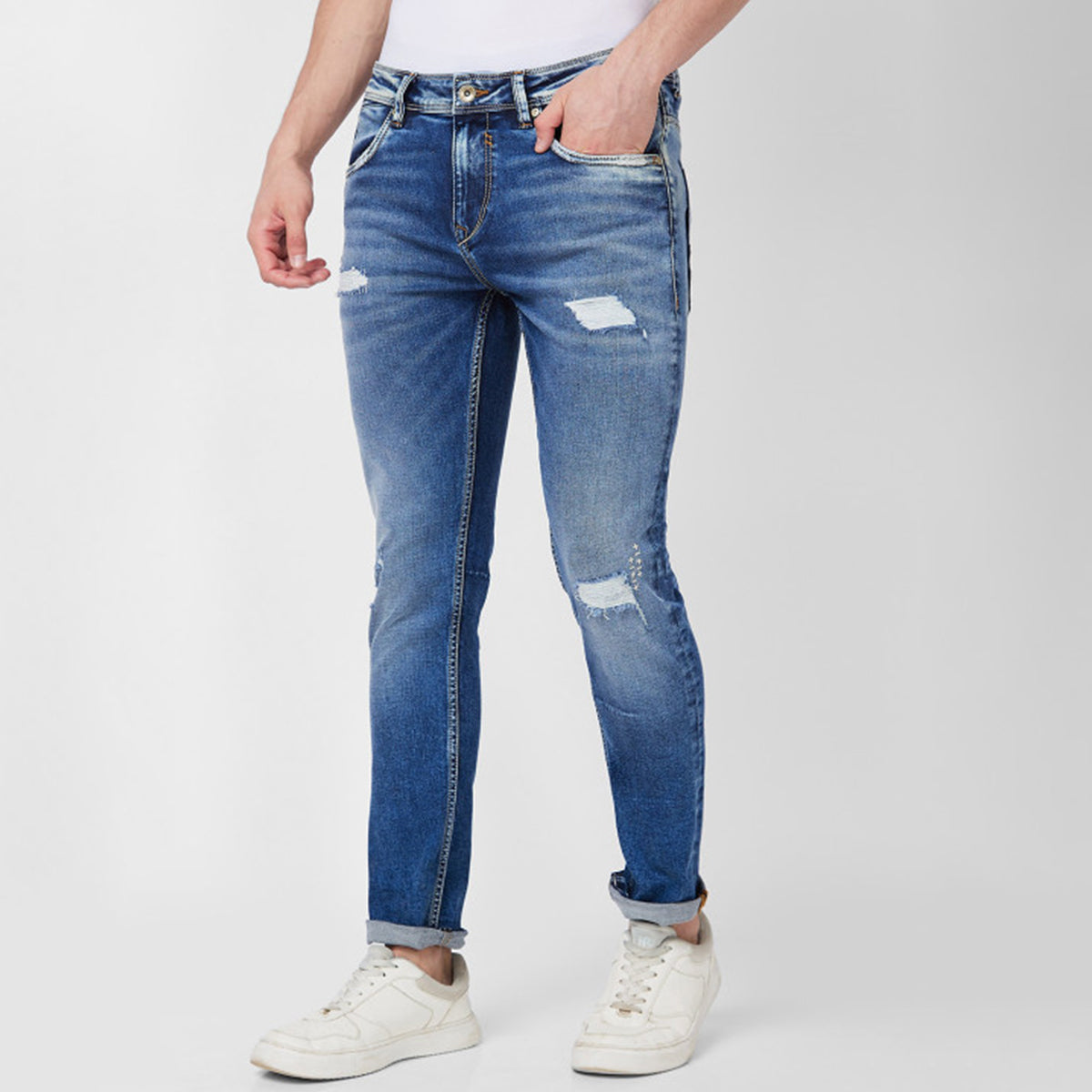 Men’s Ripped Denim Jeans – Skinny Fit