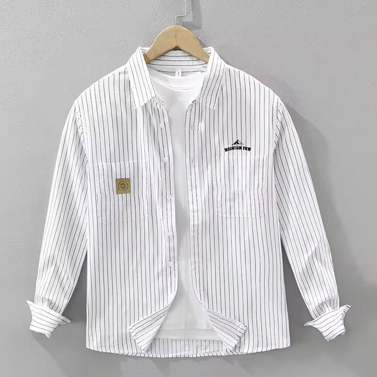 Men Regular Fit Striped Spread Collar Casual Shirt