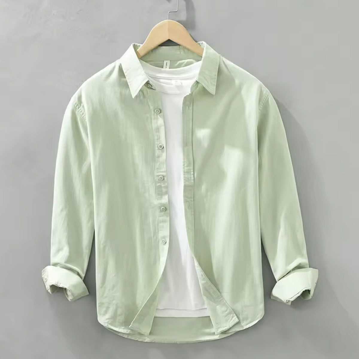 Olive Green Denim Shirt for Men Utility Style