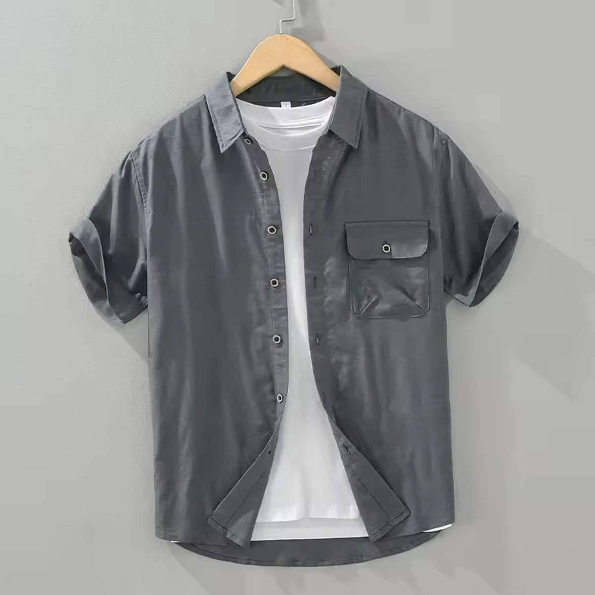 Men’s Charcoal Grey Denim Shirt Rugged Look