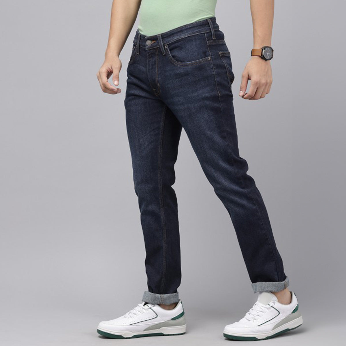 Modern Fit Jeans for Men Stonewashed Stretchable