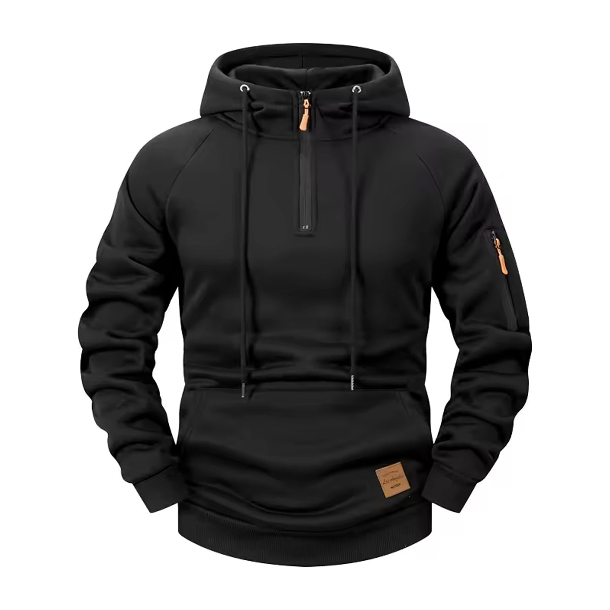 Men’s Winter Fleece Hooded Sweatshirt – Warm Thermal Pullover Black Hoodie