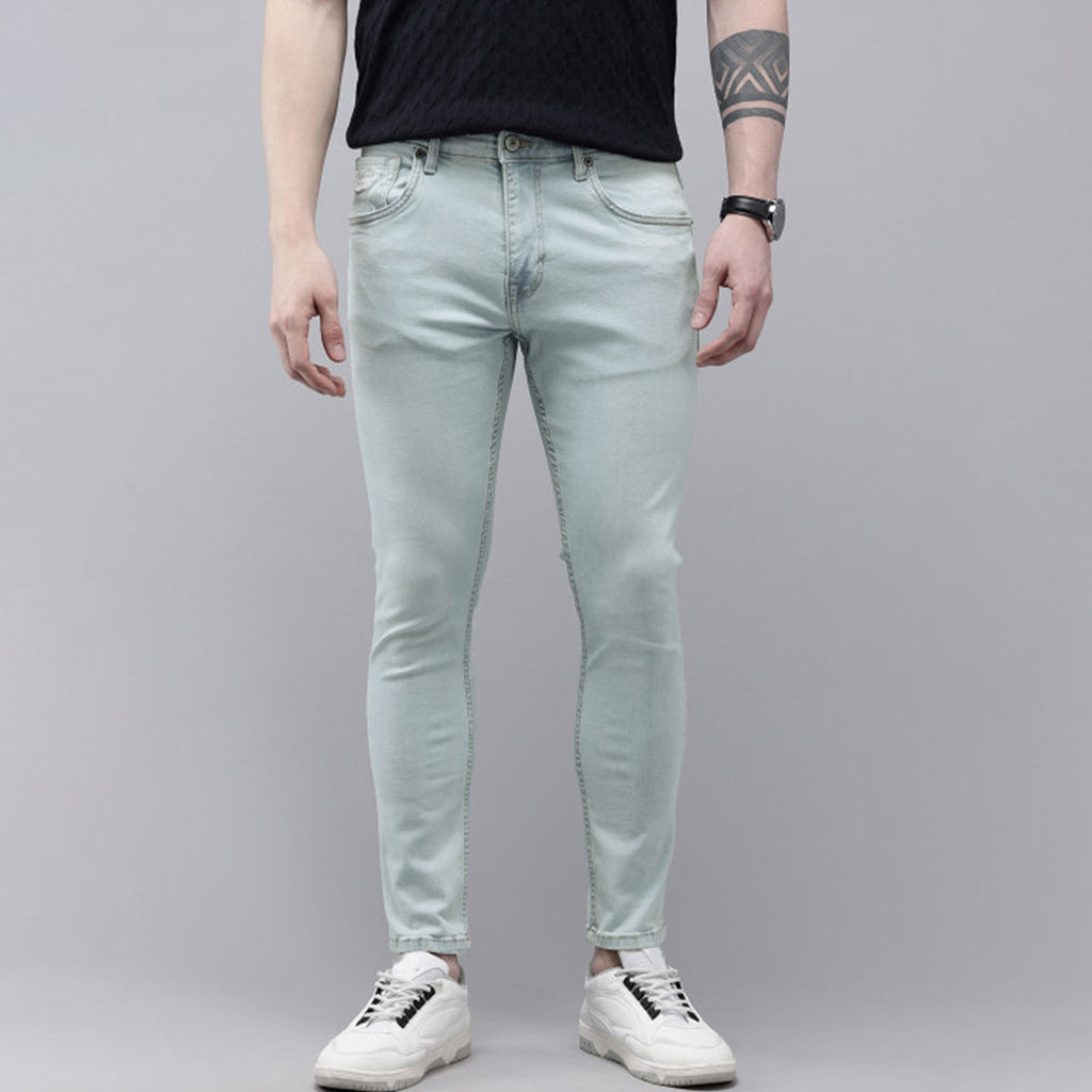 Stonewash Straight Fit Jeans for Men Relaxed Feel