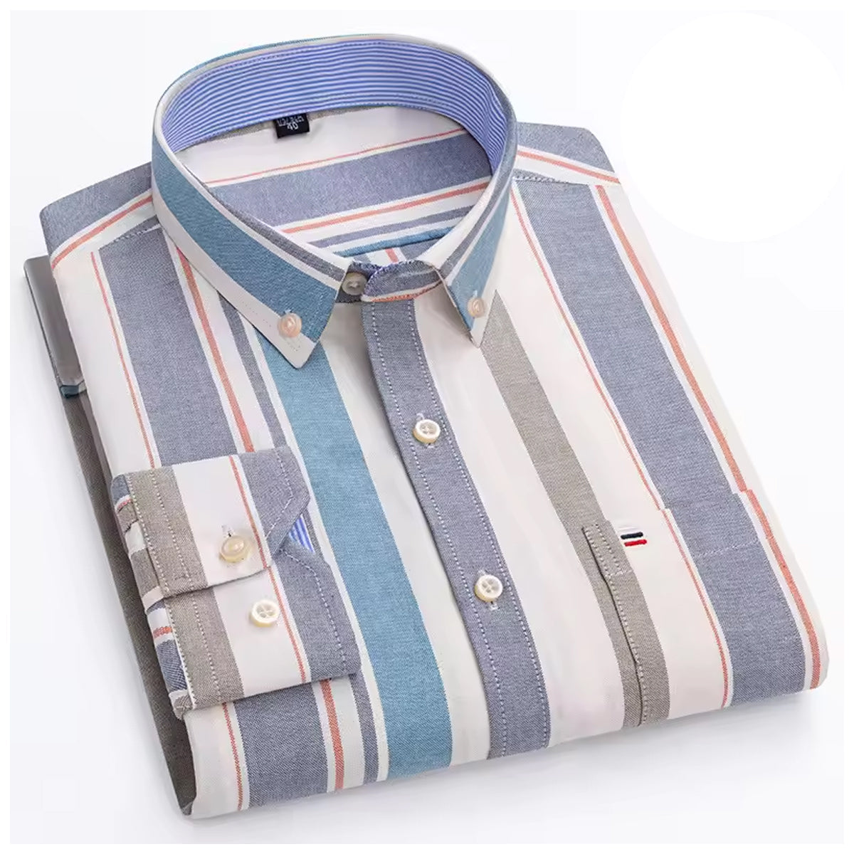 Men's Regular Fit Multicolor Stripe Shirt, Soft Cotton