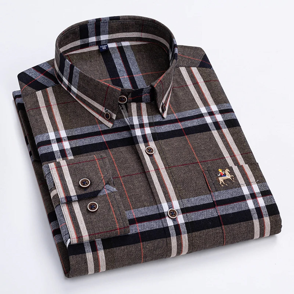 Men's Cotton Tartan Plaid Checkered Slim Fit Formal Shirt