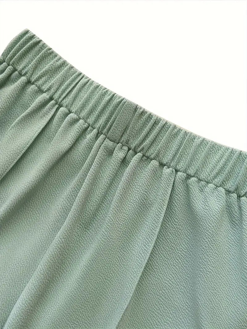 Plus-Size Powder green Soft & Comfort material Shirt & Pants Set