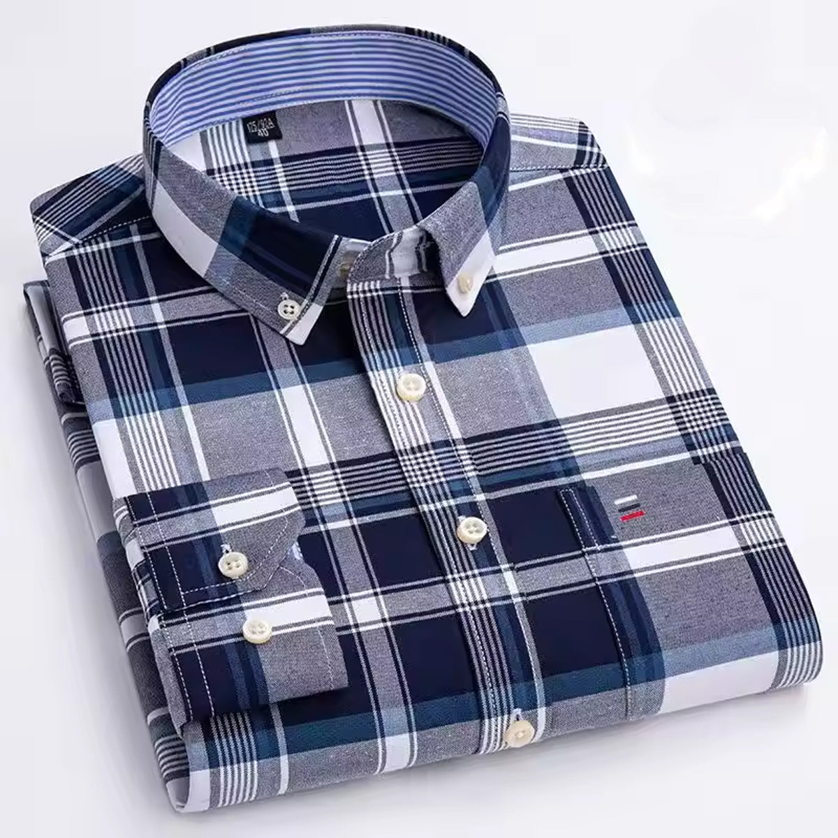 Men's Cotton Casual Checked Shirt Slim Fit Button Down